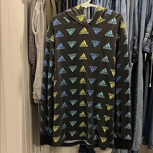 Adidas Kids Black Hoodie with Multicolor Logo